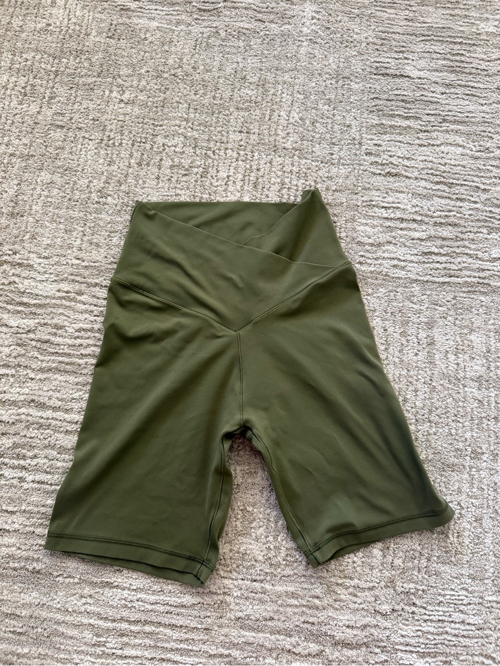 aerie Olive Crossover Waist Bike Shorts